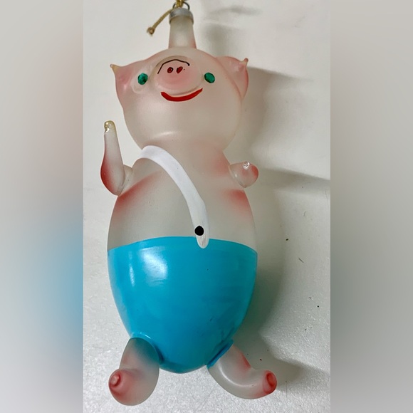 Mid Century Vtg Italian Blown Glass Piglet Christmas Tree Ornament - Picture 6 of 12
